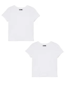 Clearance Cropp 2 pack ch gładkich T-shirtów biały