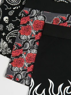 Discount Cropp 3 pack bokserek w stylu punk rock czarny