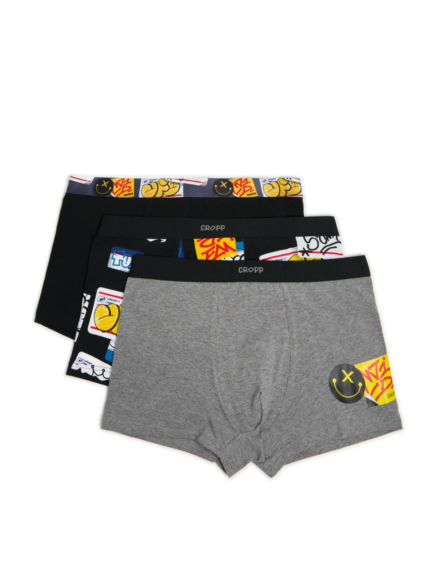 Outlet Cropp 3 pack bokserek z kolorowym nadrukiem czarny