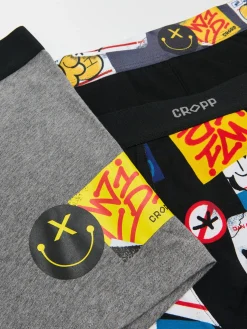 Outlet Cropp 3 pack bokserek z kolorowym nadrukiem czarny
