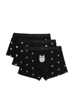 Best Cropp 3 pack bokserek z motywem zwierzęcym czarny