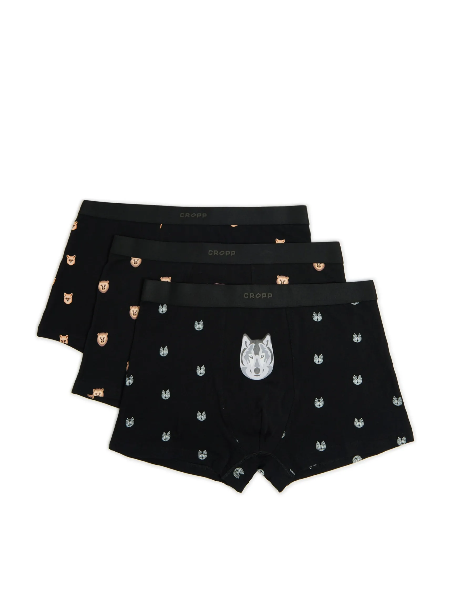 Best Cropp 3 pack bokserek z motywem zwierzęcym czarny