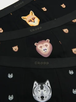 Best Cropp 3 pack bokserek z motywem zwierzęcym czarny