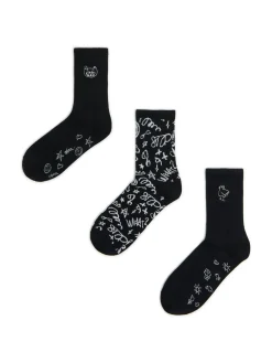 Clearance Cropp 3 pack ch skarpet z nadrukami czarny