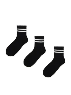 Fashion Cropp 3 pack ch skarpet z białymi paskami czarny