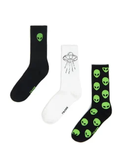 New Cropp 3 pack długich skarpet alien zielony