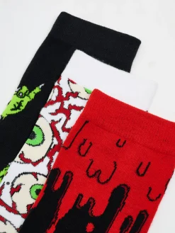 Outlet Cropp 3 pack długich skarpet na Halloween czarny