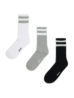 Clearance Cropp 3 pack długich skarpet z paskami szary