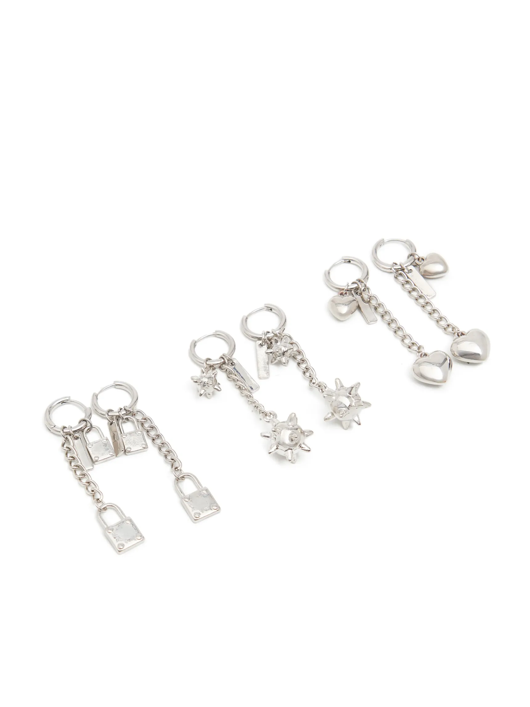 New Cropp 3 pack kolczyków z zawieszkami srebrny