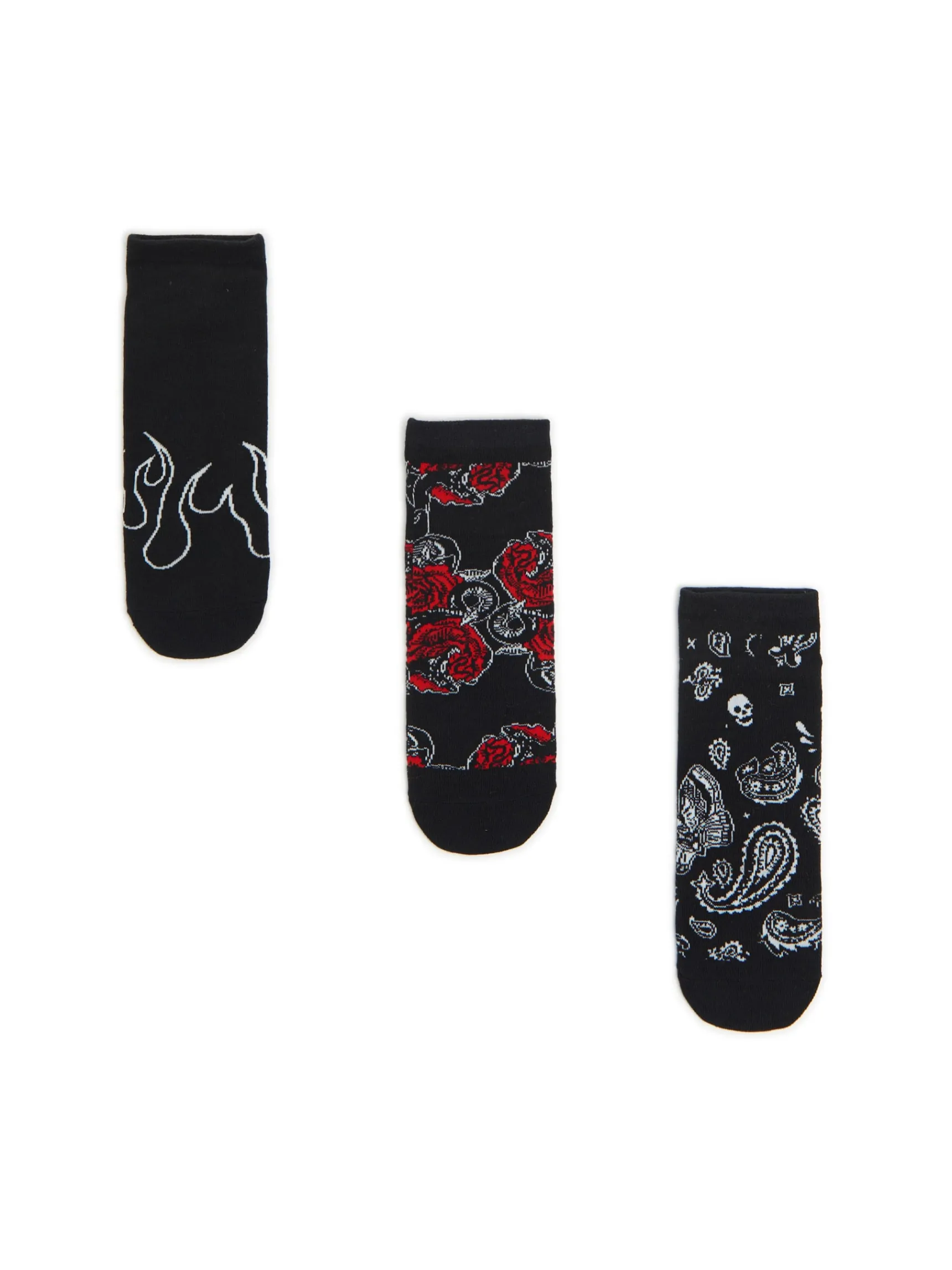New Cropp 3 pack krótkich skarpet z printem czarny