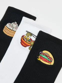 Online Cropp 3 pack skarpet z azjatyckim jedzeniem wielobarwny