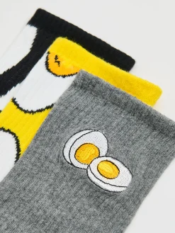 Outlet Cropp 3 pack skarpet z motywem jajek żółty
