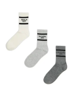 Fashion Cropp 3 pack skarpet z nazwami miast jasnyszary