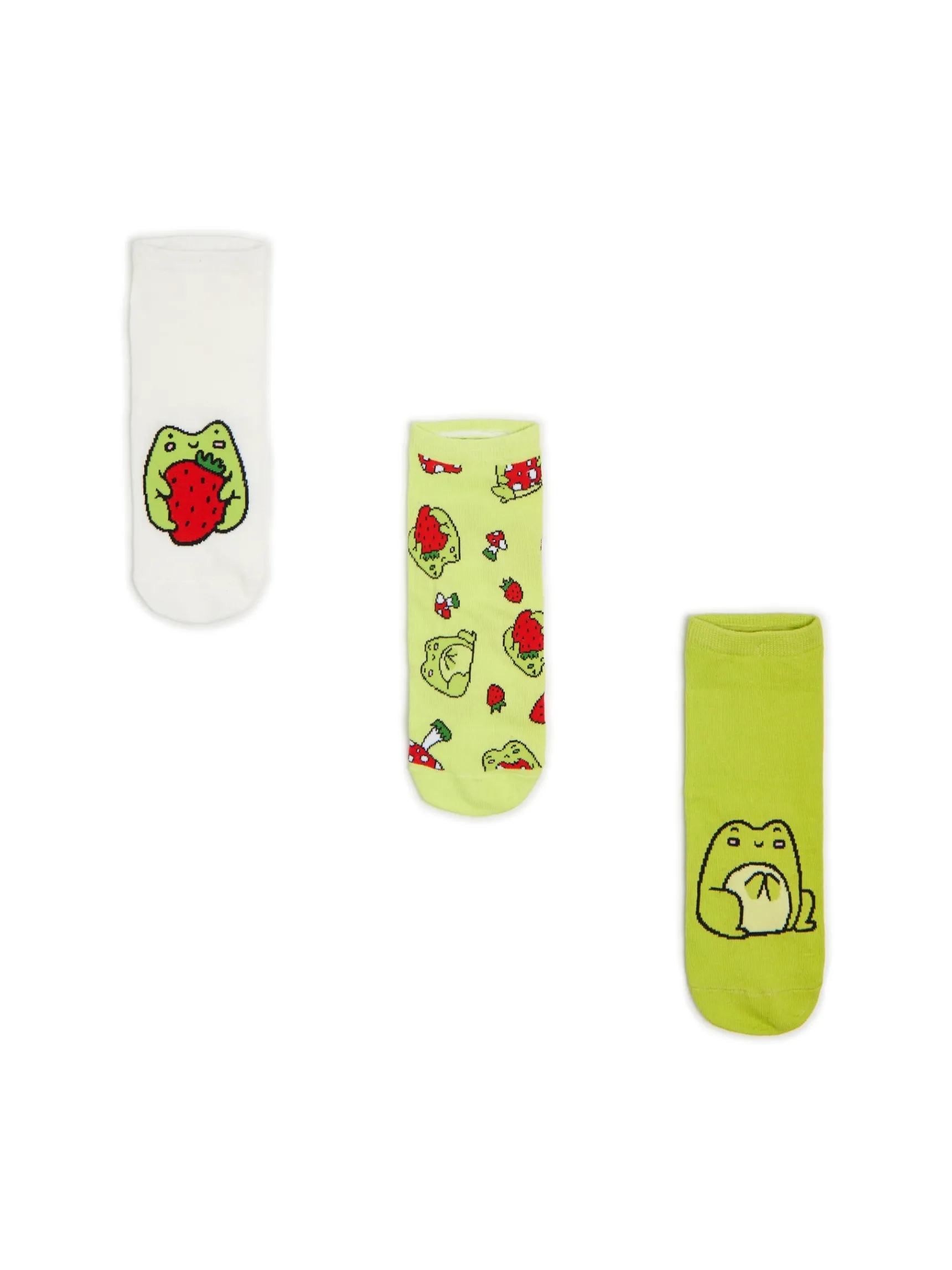 Outlet Cropp 3 pack skarpetek z żabami zielony