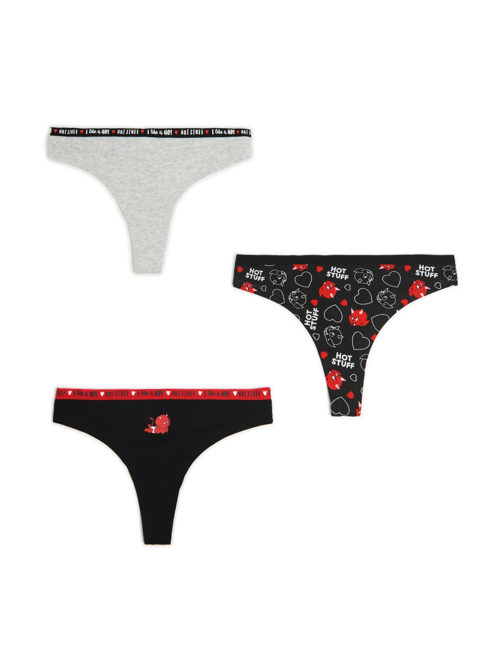 Online Cropp 3 pack stringów Hot Stuff The Lttle Devil czarny