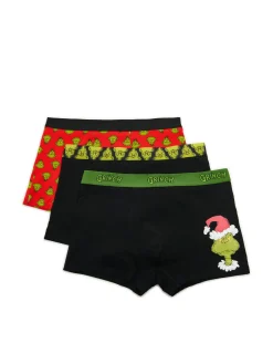 New Cropp 3 pack świątecznych bokserek z Grinchem czarny