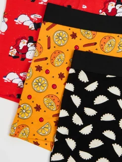 Outlet Cropp 3 pack świątecznych bokserek pomarańczowy
