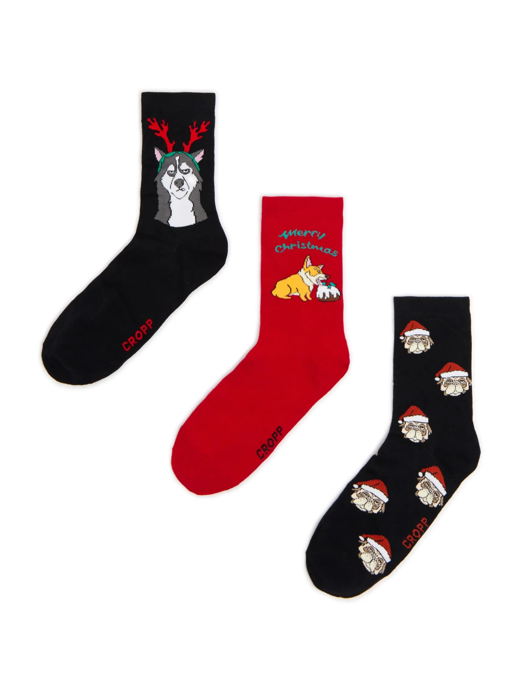 Best Cropp 3 pack świątecznych skarpet czarny