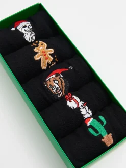 Fashion Cropp 5 pack świątecznych skarpet czarny
