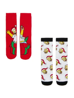 Outlet Cropp 2 pack świątecznych skarpet Simpsonowie czerwony