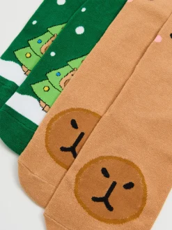 Outlet Cropp 2 pack świątecznych skarpet z kapibarą wielobarwny