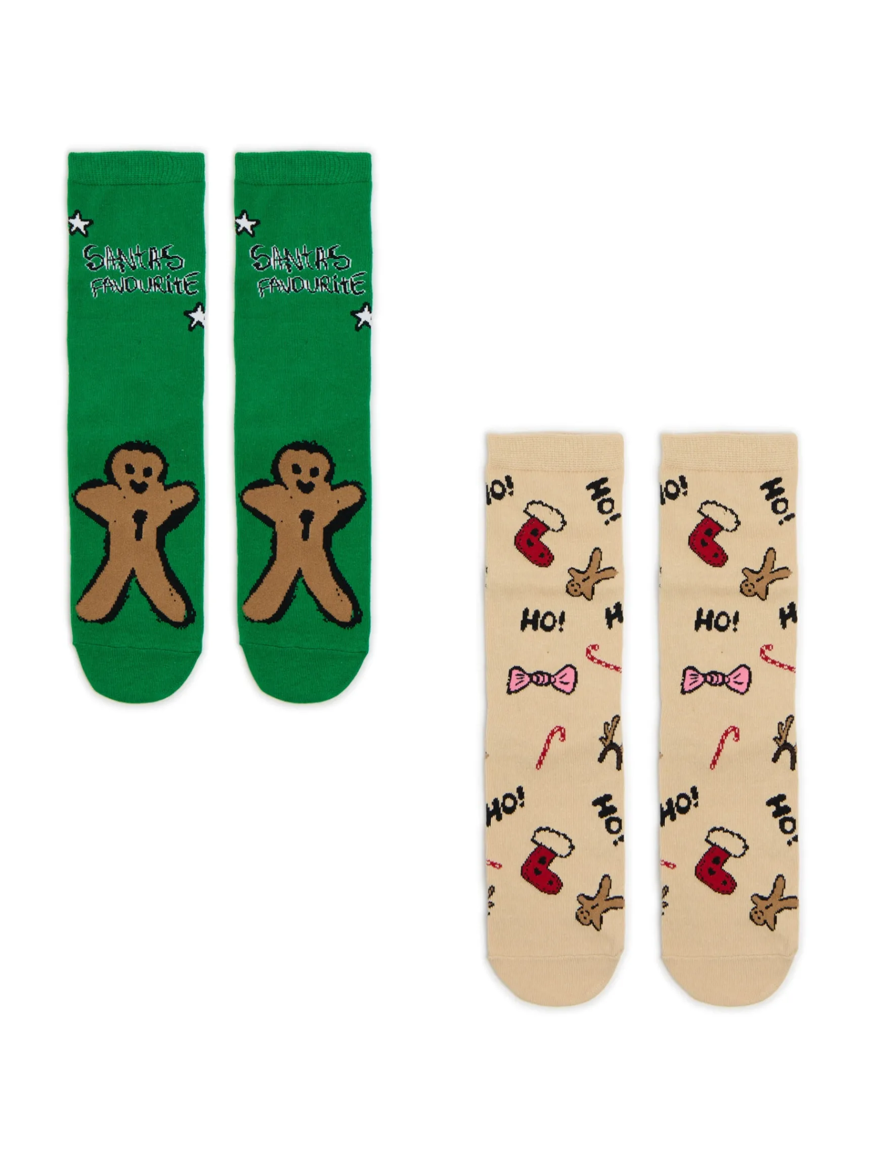 Sale Cropp 2 pack świątecznych skarpet w pierniczki zielony