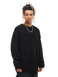 New Cropp Żakardowy sweter ze strzępieniami czarny