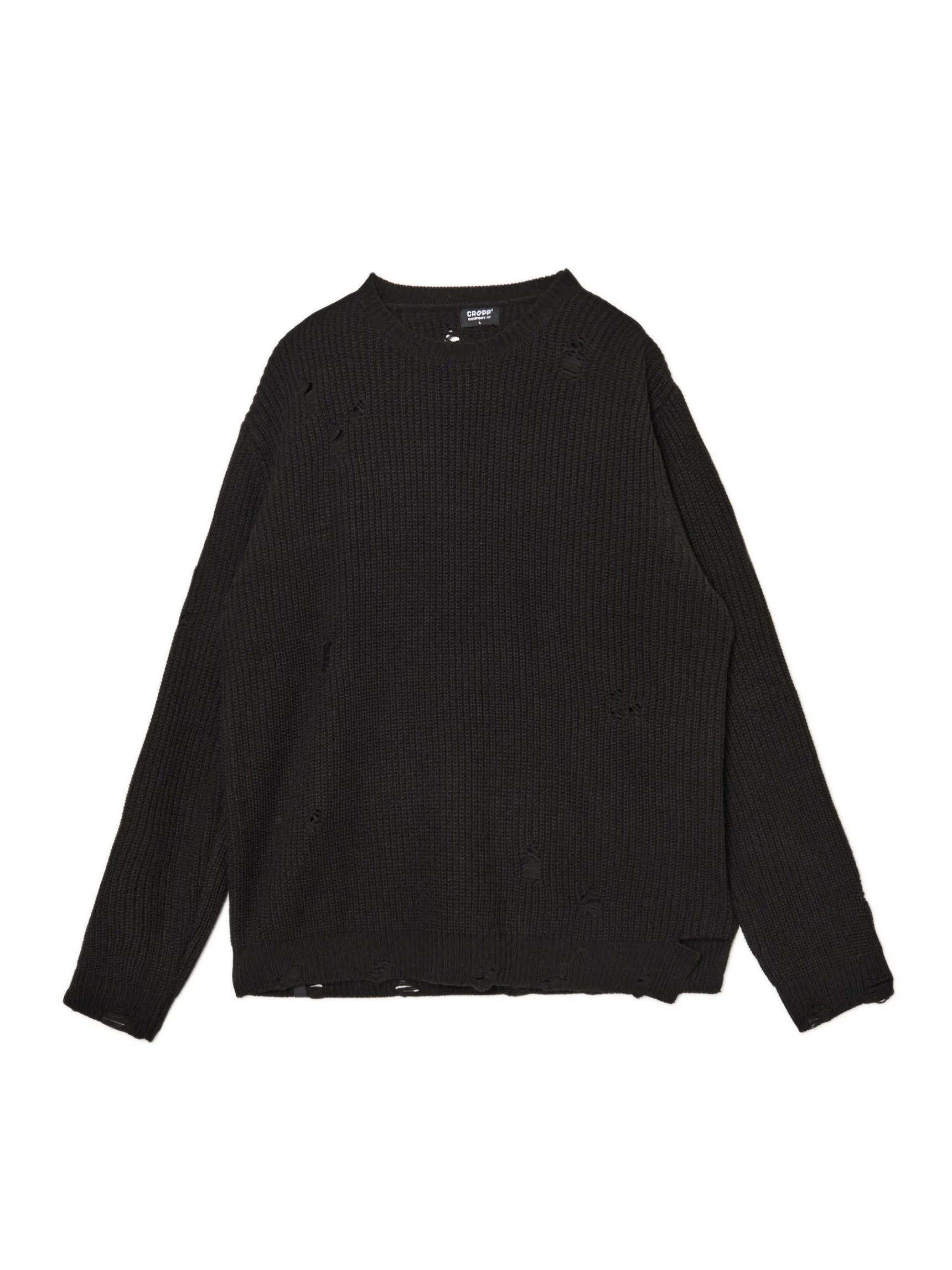 New Cropp Żakardowy sweter ze strzępieniami czarny