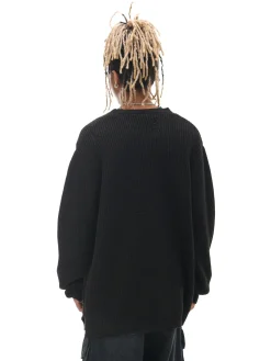 New Cropp Żakardowy sweter ze strzępieniami czarny