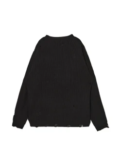 New Cropp Żakardowy sweter ze strzępieniami czarny