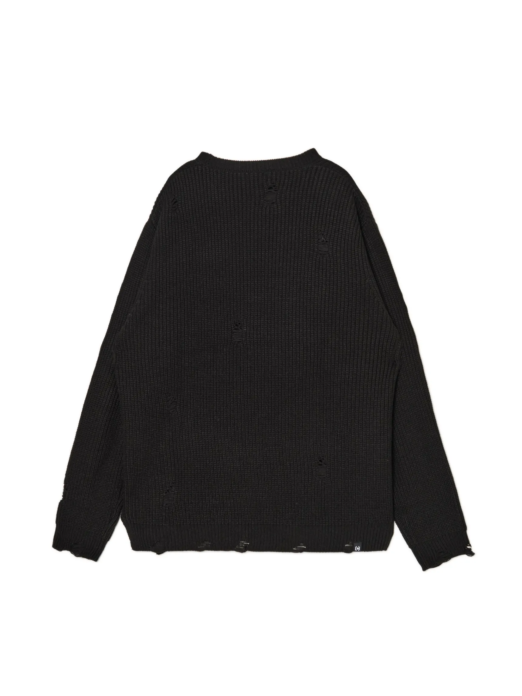 New Cropp Żakardowy sweter ze strzępieniami czarny