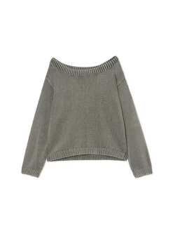 Best Cropp Antracytowy sweter z odkrytymi ramionami szary