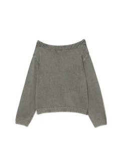 Best Cropp Antracytowy sweter z odkrytymi ramionami szary