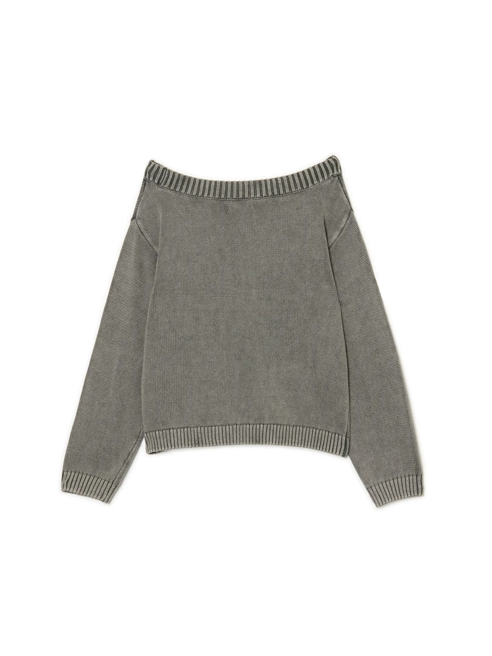 Best Cropp Antracytowy sweter z odkrytymi ramionami szary