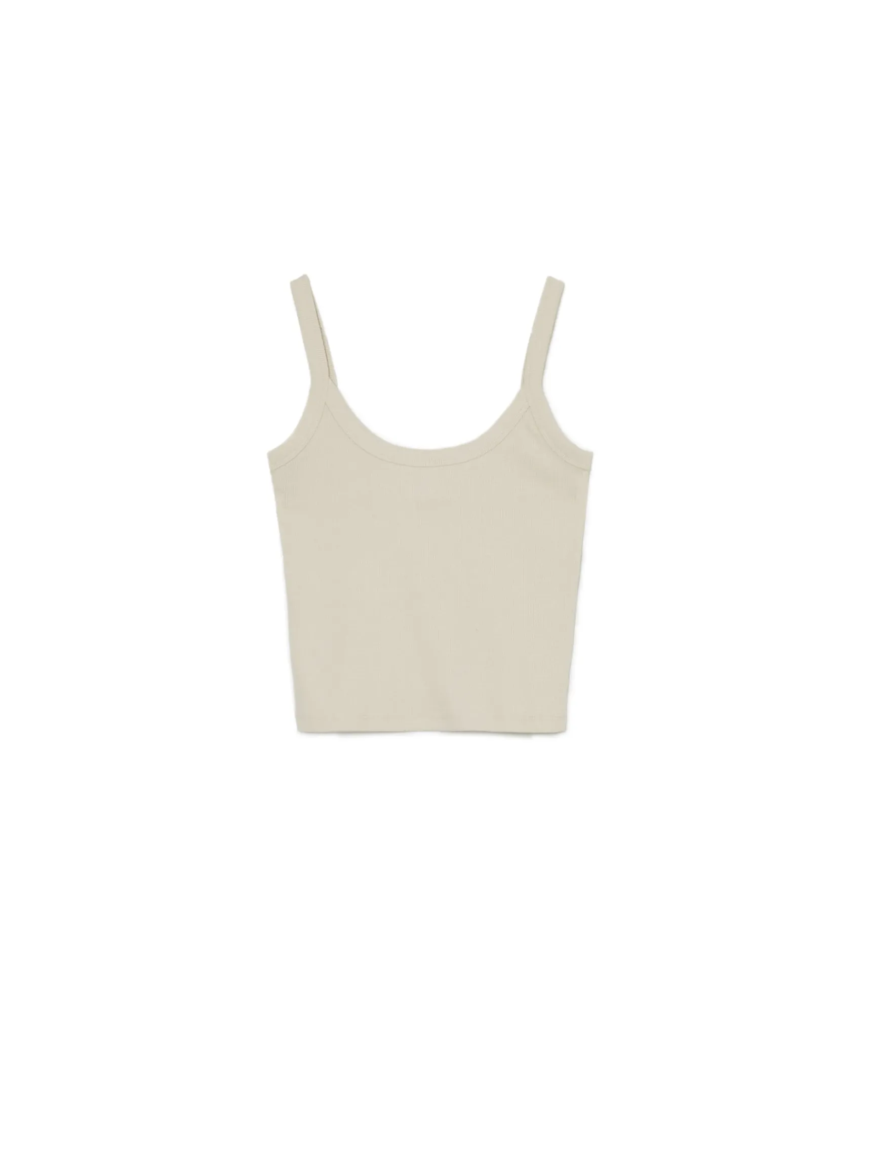 Sale Cropp Basic top na ramiączkach kremowy