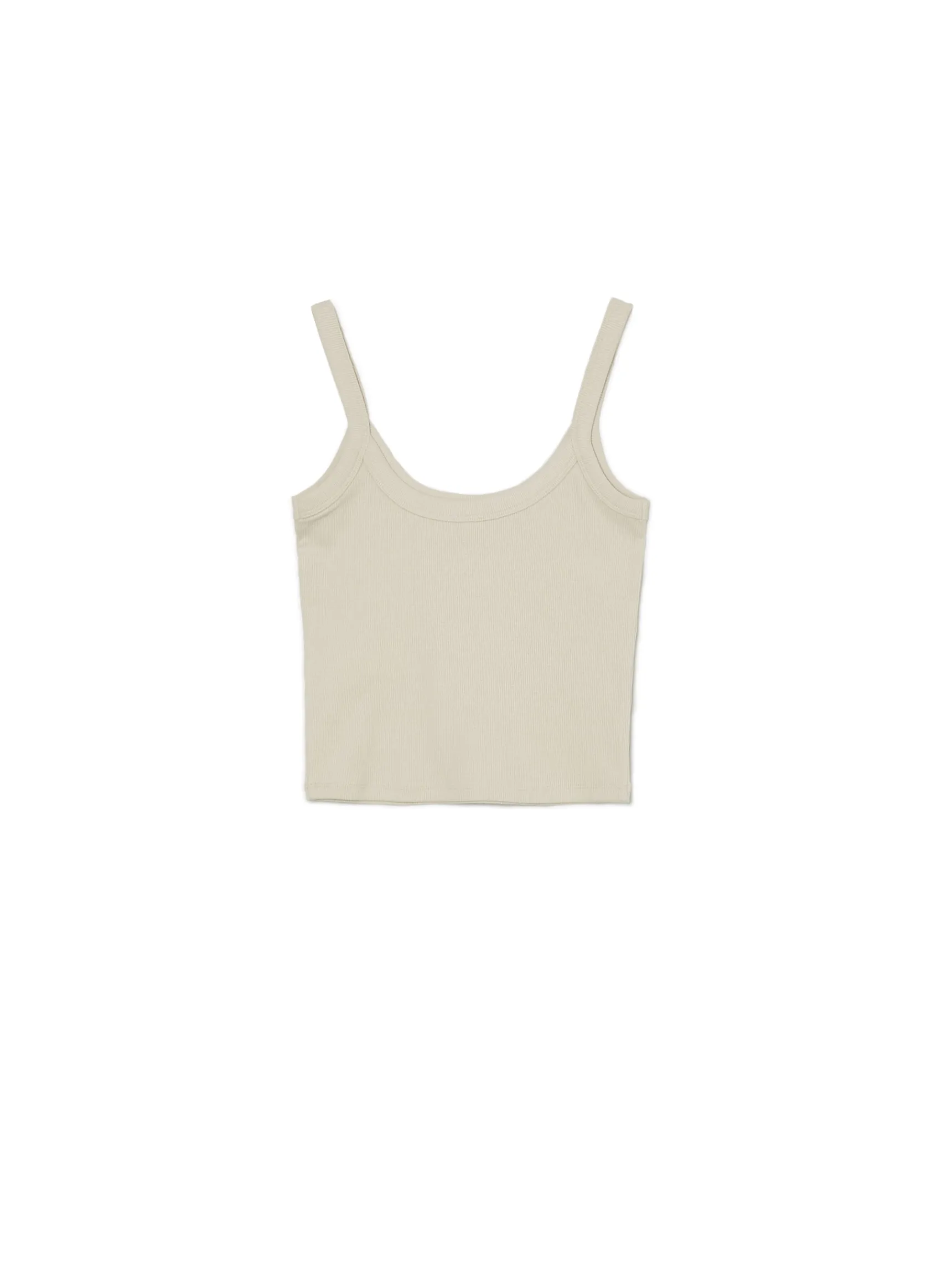Sale Cropp Basic top na ramiączkach kremowy