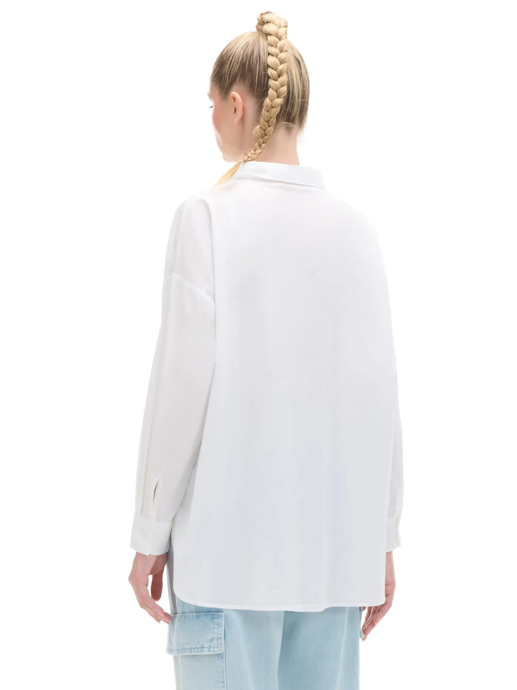 Clearance Cropp Bawełniana biała koszula oversize biały