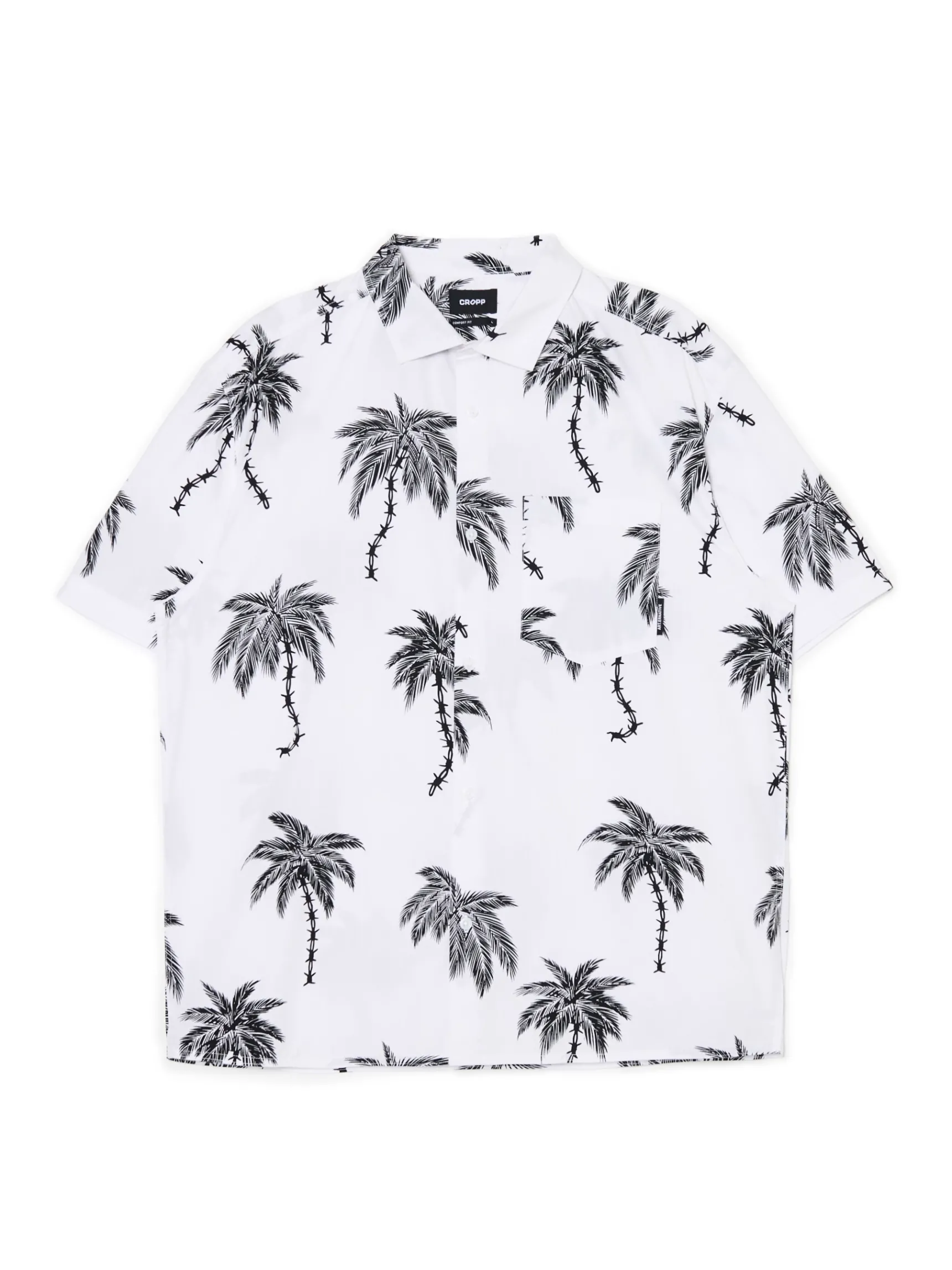 New Cropp Bawełniana koszula w hawajskim stylu biały