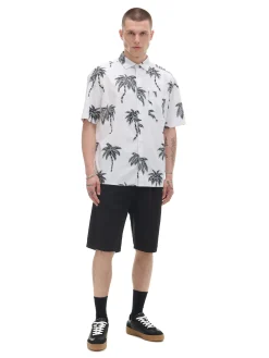 New Cropp Bawełniana koszula w hawajskim stylu biały