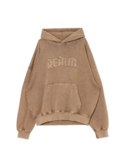 Best Cropp Beżowa bluza hoodie z efektem sprania beżowy