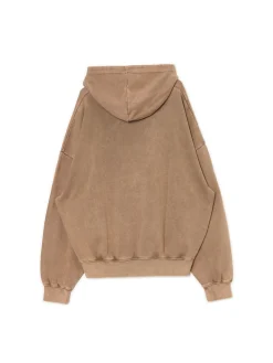 Best Cropp Beżowa bluza hoodie z efektem sprania beżowy