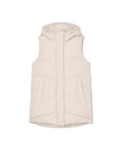 Fashion Cropp Beżowa kamizelka puffer z kapturem beżowy