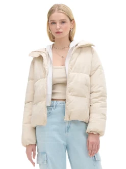 Fashion Cropp Beżowa kurtka puffer beżowy