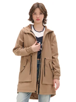 New Cropp Beżowa parka z kapturem beżowy