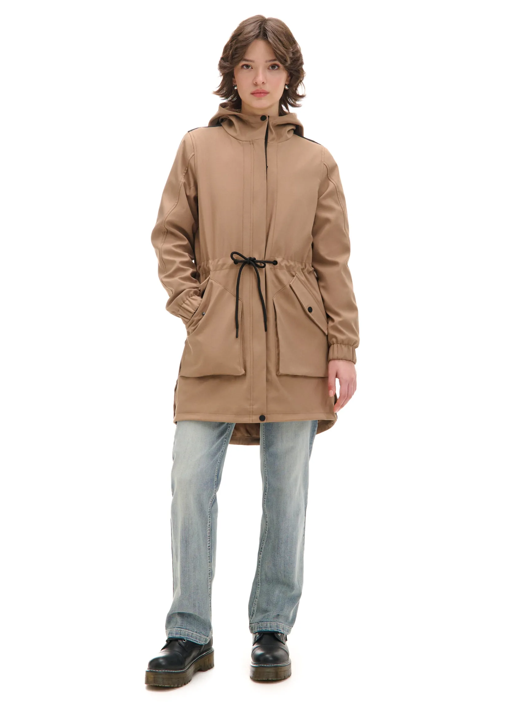 New Cropp Beżowa parka z kapturem beżowy