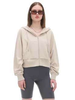 New Cropp Beżowa rozpinana bluza z kapturem beżowy