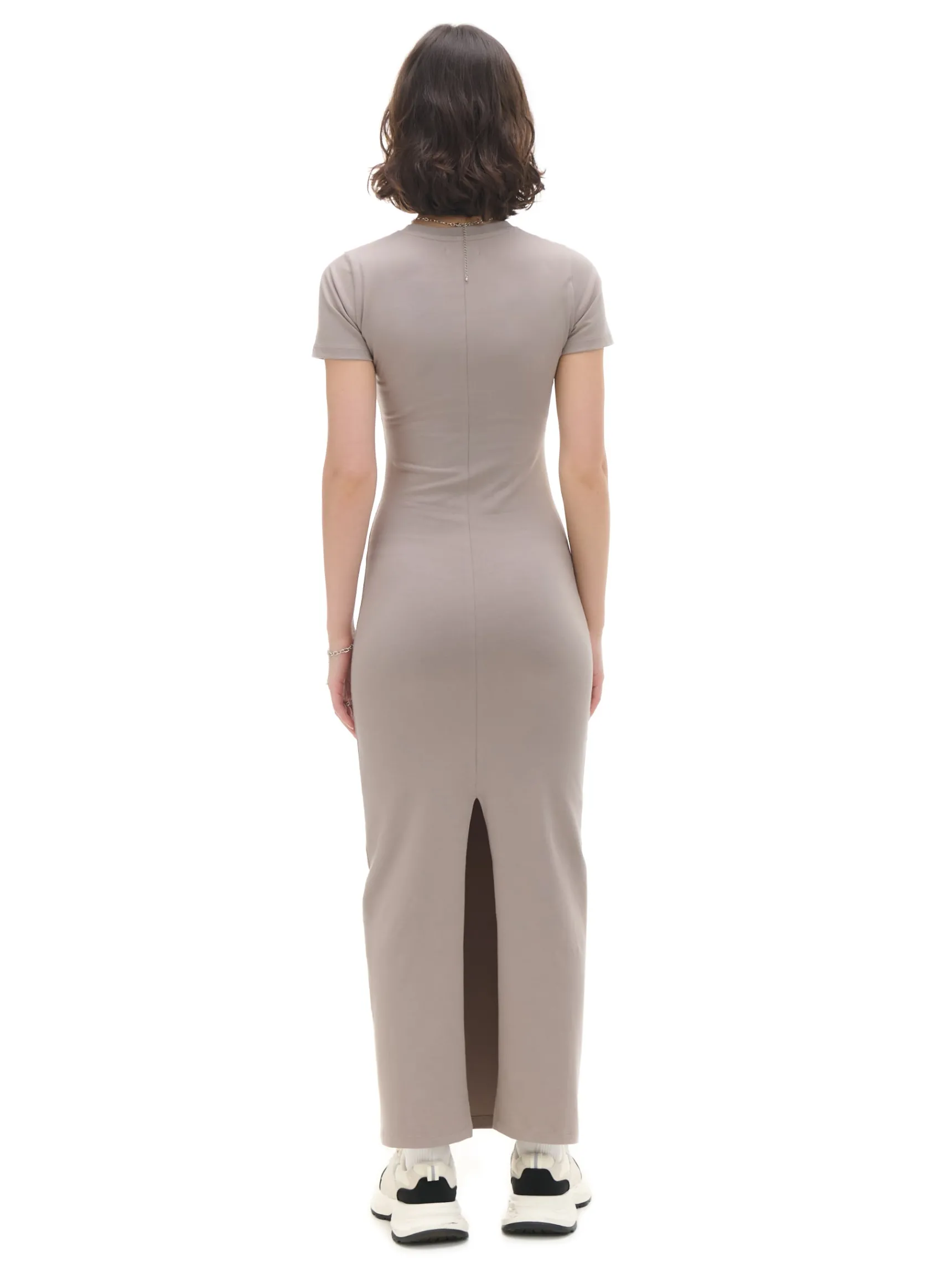 Fashion Cropp Beżowa sukienka maxi z krótkim rękawem beżowy