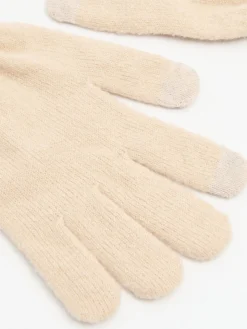 Hot Cropp Beżowe dzianinowe rękawiczki beżowy