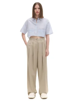 Hot Cropp Beżowe spodnie wide leg beżowy