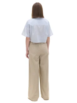 Hot Cropp Beżowe spodnie wide leg beżowy